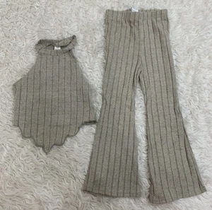 grey halter top flare pants set size 7 - Picture 1 of 1
