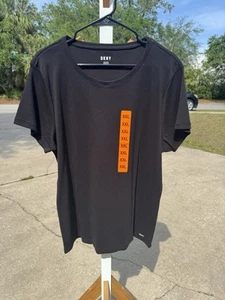 NWT DKNY Women's Crewneck Short Sleeve T-Shirt, blk XXL - Picture 1 of 2