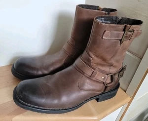 Lavorazione Artigiana Natha homme taille 12 D marron bottes motard boucle cuir - Photo 1/14