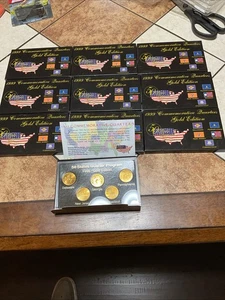 1999 Statehood Quarters Gold Edition – 5 Coin Commemorative Set w/ Display X 10! - Picture 1 of 5