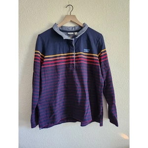 Vintage L.L Bean Men's Collared Rugby Stripped Pullover Shirt-Lg Petite - Picture 1 of 7