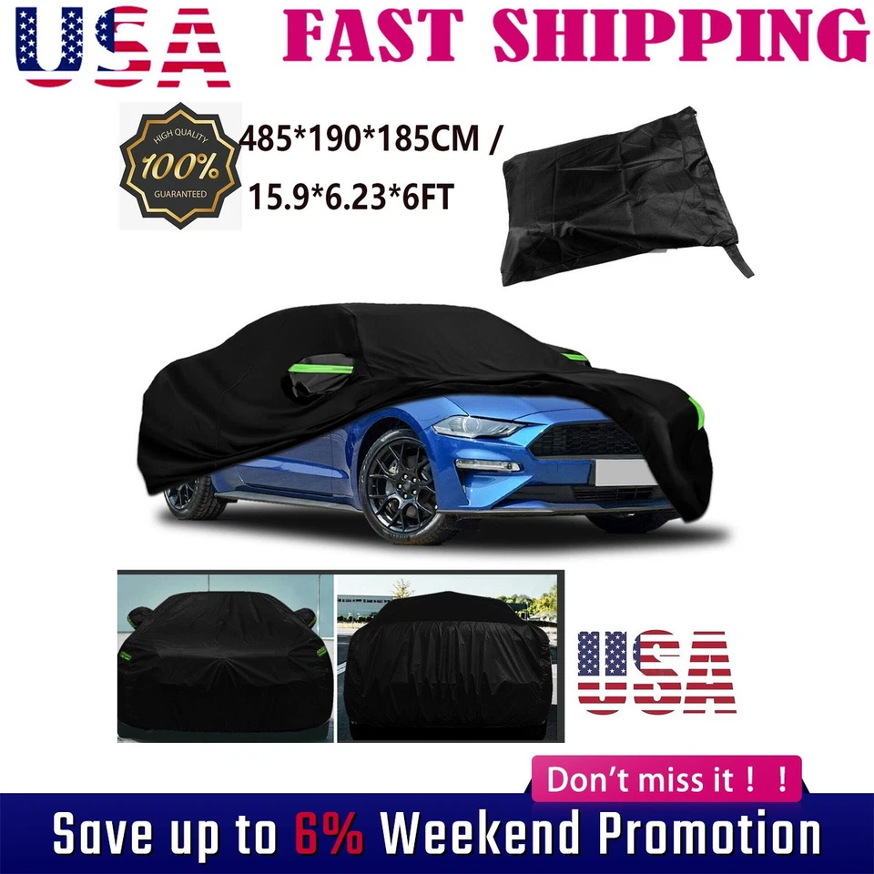 For Ford Black Car Full Cover Waterproof UV Snow Dust Rain Resistant Protection Foto 1 de 4