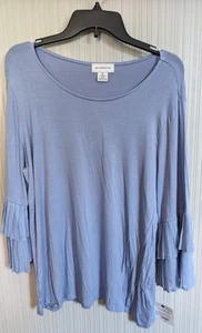 Liz Claiborne Damen 3/4 Plissee Bluse mit ausgestellten Ärmeln Blau Größe XL Neu Mit Etikett - Bild 1 von 7