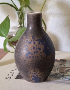 Rolf Weber Bud Vase Studiokeramik Germany Mid Century 5.5" Blue Zinc Matte Glaze - Picture 1 of 7
