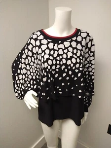 Womens Picadilly Canada Black Asymmetric Tunic Top Geometric Cape tank Medium - Picture 1 of 8