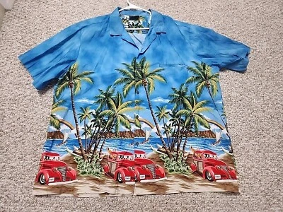 Camisa Hawaiana Royal Creations Para Hombre 3XL Azul Vintage Coche Tropical EE. UU. De Colección Foto 1 de 4