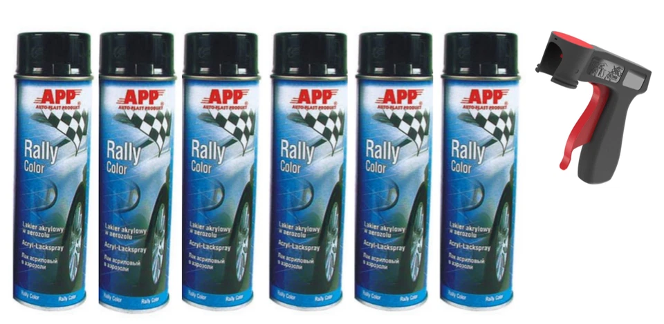  6 bombe peinture noir brillant, 500ml, auto, carrosserie+1 poignée aérosol - Photo 1/1