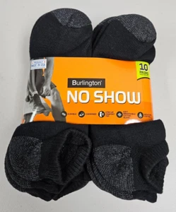 Short No Show Black BURLINGTON Comfort Men Athletic Socks 10-pk Thick 75% Cotton - Picture 1 of 1