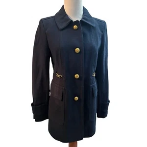 Giacca cappotto donna Ann Taylor Loft taglia 2 blu navy ufficiale Pea con catene nuovo con etichette - Foto 1 di 9