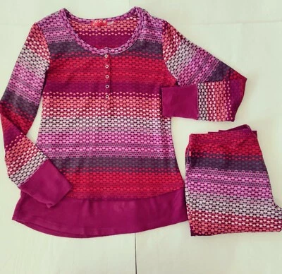 Josie Natori Mujer Med Granate Pijama Conjunto de Salón Henley Tejido Largo Slv Top Pantalones Foto 1 de 4