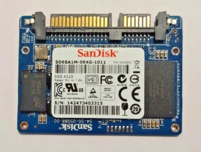 Lot of 5 - Sandisk 64GB Half Slim SATA Solid State SSD - Image 1 of 2