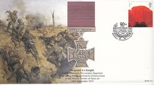 Cubierta BFPO Sargento Caballero VC Ypres 1917 con sello de amapola de la Primera Guerra Mundial 90 y PMK - Imagen 1 de 1