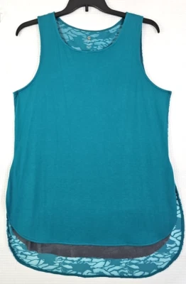 Camiseta sin mangas Tangerine ~Mujer Talla XL/XG~ Verde Turquesa Malla en capas Trasera. Foto 1 de 4