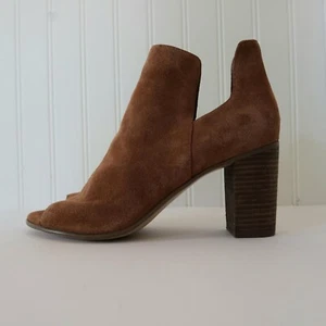 Steve Madden Wildleder-Booties braun hoher Absatz offene Zehenpartie ausgeschnittene Seiten Damen 9 1/2 - Bild 1 von 12