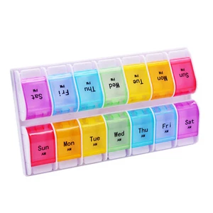 Weekly Pill Organizer Medicine Box Case 7 day Twice a day AMPM Travel Home Trip - Picture 1 of 7