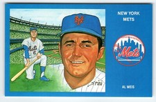 1969 NY Mets Baseball Postcard Susan Rini Al Weis Unused Limited Edition Vintage