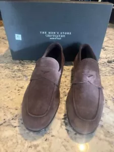 The Men's Store Bloomingdales Chocolate Suede Penny Loafer REG $320 - Picture 1 of 6