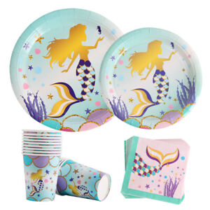 Mermaid Girl Party Supplies Tableware Balloons Decorations Cups Plates Napkins
