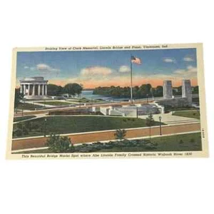 Cartolina Veduta del Clark Memorial Lincoln Bridge & Plaza Vicennes Indiana B673 - Foto 1 di 2