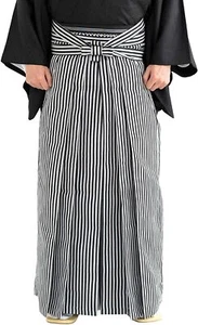 HAKAMA Umanori Japanese Men's Traditional Kimono Washable Gobo Hakama with Strip - Picture 1 of 11