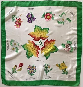 €€ A Flowers Of Canada Design 29 Inch Square Vintage Silky Scarf - Picture 1 of 6