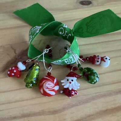 ¡NUEVO! NAVIDAD Muñeco de Nieve Papá Noel Árbol Etc Vino Dije Anillos Juego De 6 Foto 1 de 4