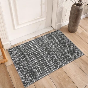 Alfombra de enrejado marroquí 2X3 alfombra de puerta interior antideslizante lavable alfombra de entrada, boho - Imagen 1 de 12