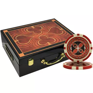500 14G ULTIMATIVE CLAY POKER CHIPS SET HOCHGLANZ HOLZHÜLLE MASSGESCHNEIDERT - Bild 1 von 3