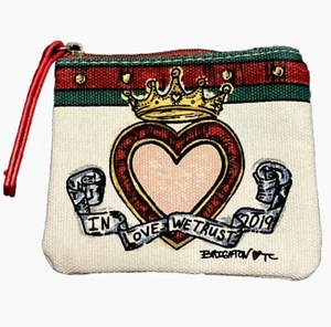 Brighton In Love We Trust Mini Coin Bag Pouch with Zipper Crown Heart Detail - Picture 1 of 6