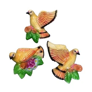 RARE SET 3 BIRDS Wall Sconces MID CENTURY Decor 3-D Art Vivid Colors Unique MINT - Picture 1 of 19