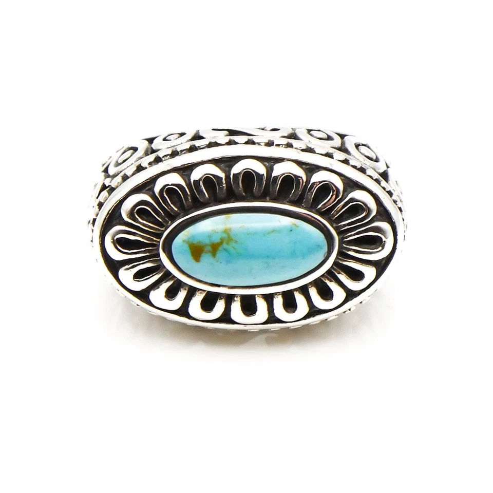 Vintage CFJ Sterling Silver Turquoise Statement Ring Size 6 - Image 1 of 4
