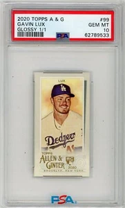 2020 Topps Allen & Ginter #99 Gavin Lux Rookie Card Glossy 1 of 1! PSA 10 - Picture 1 of 2