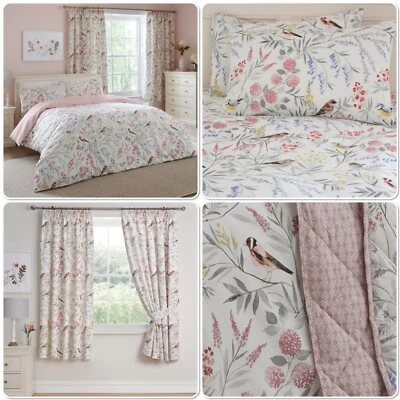 Duvet Cover Bedding Collection Caraway Floral Birds Dreams & Drapes Pink - Image 1 of 4