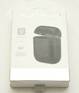 Platinum Genuine Leather Carrying Hard Case for Apple AirPods Black New - Picture 1 of 7