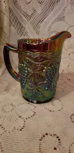 Imperial Carnival Glass Purple Amethyst Grape Peacock 6.25" Pitcher Vintage - Picture 1 of 6