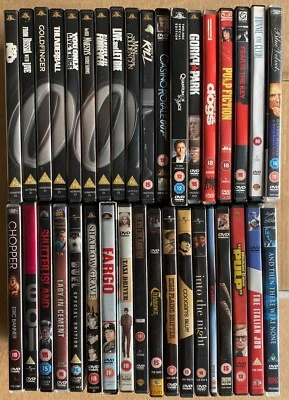 36xDVD BUNDLE CRIME MOVIES BOND/CAINE/DENIRO/TARRENTINO USED GOOD REGION 2/0 - Image 1 of 4