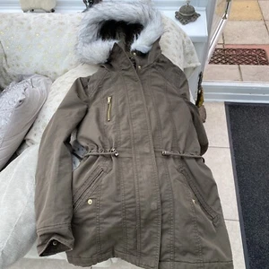 Miss Selfridge Womens Grey Parka Coat Size 8 Zip - Picture 1 of 12
