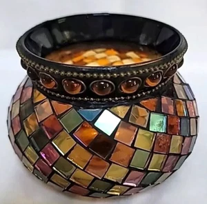 Partylite Global Fusion Glass Mosaic Tea Light Holder 3” x 4” - Picture 1 of 2