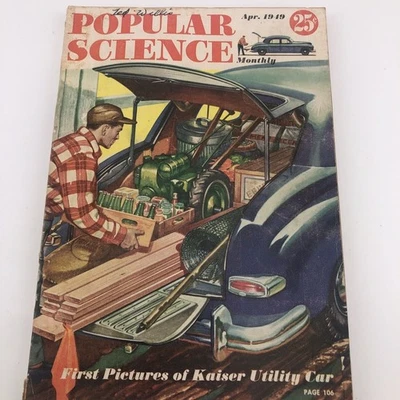 Popular Science Magazine April 1949 Kaiser Utility Car Colorful Ads WWII - Image 1 of 4