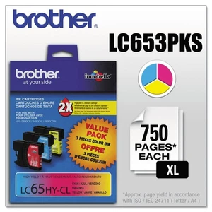 Brother LC653PKS Innobella Tinte mit hoher Reichweite, Cyan/Magenta/Gelb (3 Stück) - Bild 1 von 3