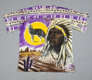 Vintage Native American Shirt Sz L White All Over Print Aztec Southwestern AOP - Picture 1 of 10