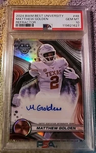 2024 Bowman's Best University - Autographs Matthew Golden Refractor PSA 10 MINT - Bild 1 von 2