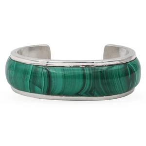 Vintage Ken's Southwestern Navajo Sterling Silver Malachite Cuff Bracelet - Picture 1 of 6