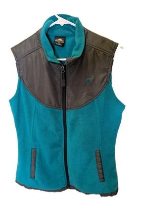 Snozu Womens Full-Zip Fleece Jacket Vest Size Medium Teal with Gray Trim - Image 1 of 3