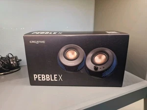 Creative Labs Enceintes de bureau Pebble X 2.0, Noir, 2x USB Type-C, ARGB, 30W RMS - Photo 1/2
