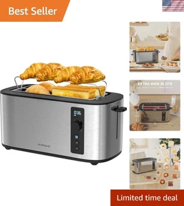 Stylish 4 Slice Stainless Steel Toaster with Countdown Timer & Extra Wide Slots - Picture 1 of 10