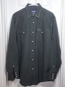 Wrangler Shirt Men XL Tall Green Western Pearl Snap Long Sleeve Cowboy Rodeo XLT - Picture 1 of 10