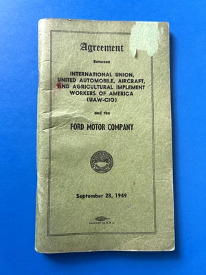 Libro de acuerdos de la Unión Internacional Ford Motor 1949 raro avión UAW de colección  Foto 1 de 2
