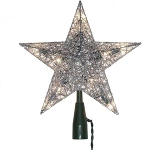 Silver Wire 5 Point Star Lighted Christmas Tree Topper Decoration 9 Inch New - Picture 1 of 3