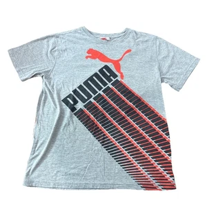 Puma Youth Boys XL Extra Large Gray Red Graphic Print Short Sleeve T Shirt - Picture 1 of 9